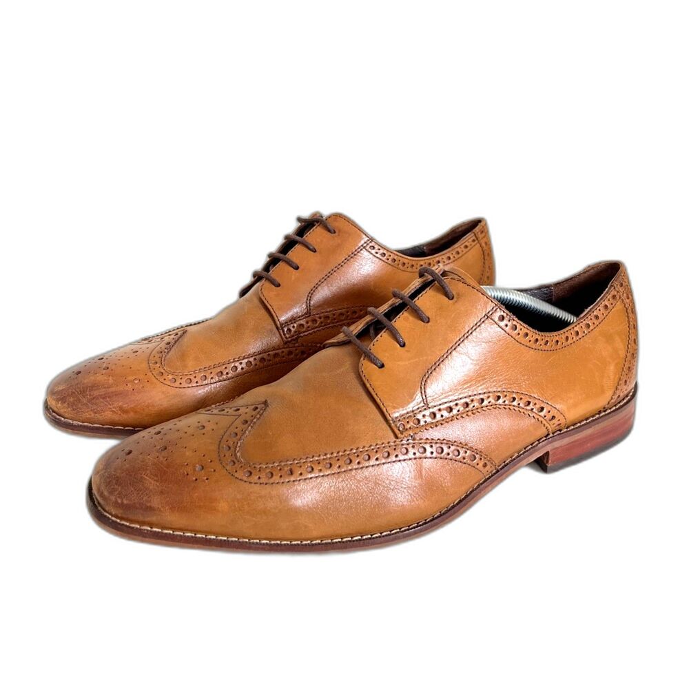 FLORSHEIM Castelllano Wingtip Leather Oxford Dress Shoe, Saddle Tan- 12 D